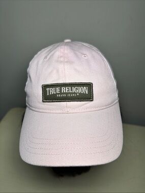 True Religion Light Pink womens brown logo patch Cap